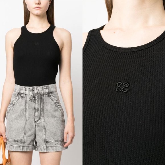 Sandro franklin embroidered waffle knit tank FINAL PRICE NO OFFERS - Picture 2 of 13